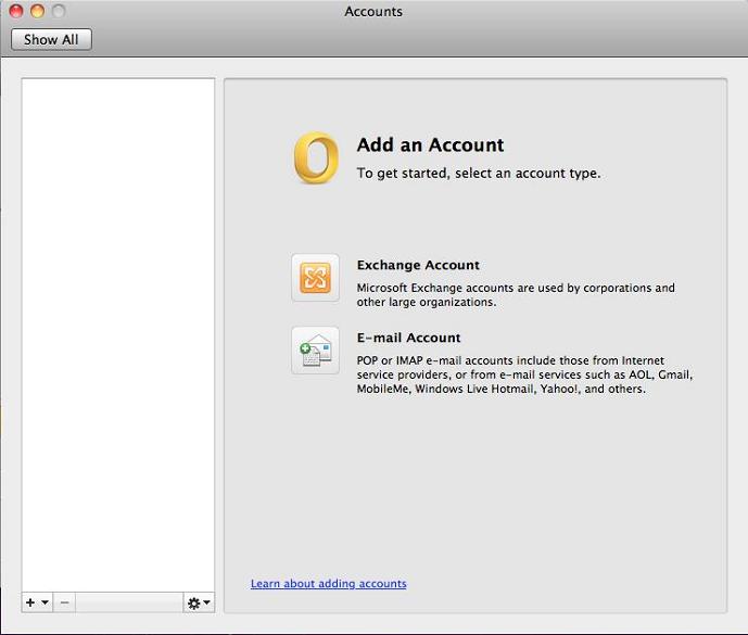 adding accounts to outlook 2011 for mac exchange server